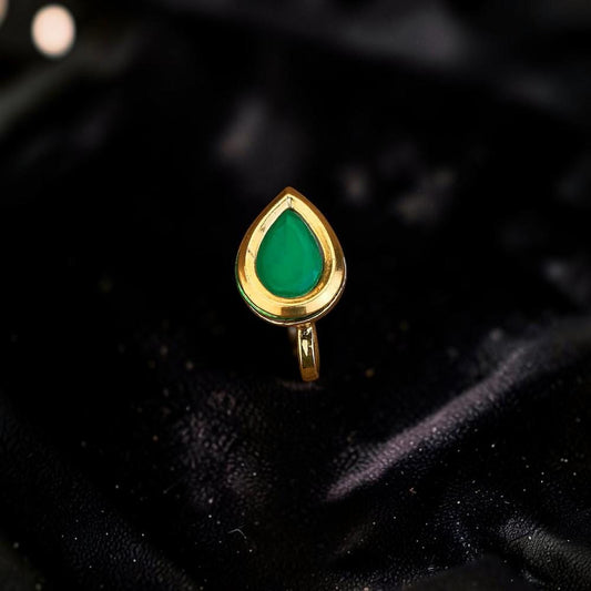 Kundan / Stone Nath Pressing Gold polished nose pin