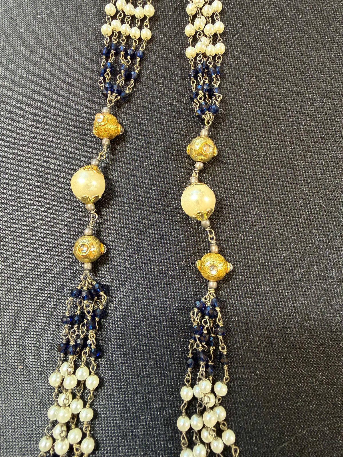 German silver necklace set with rhinestones and beads turquoise and ruby color