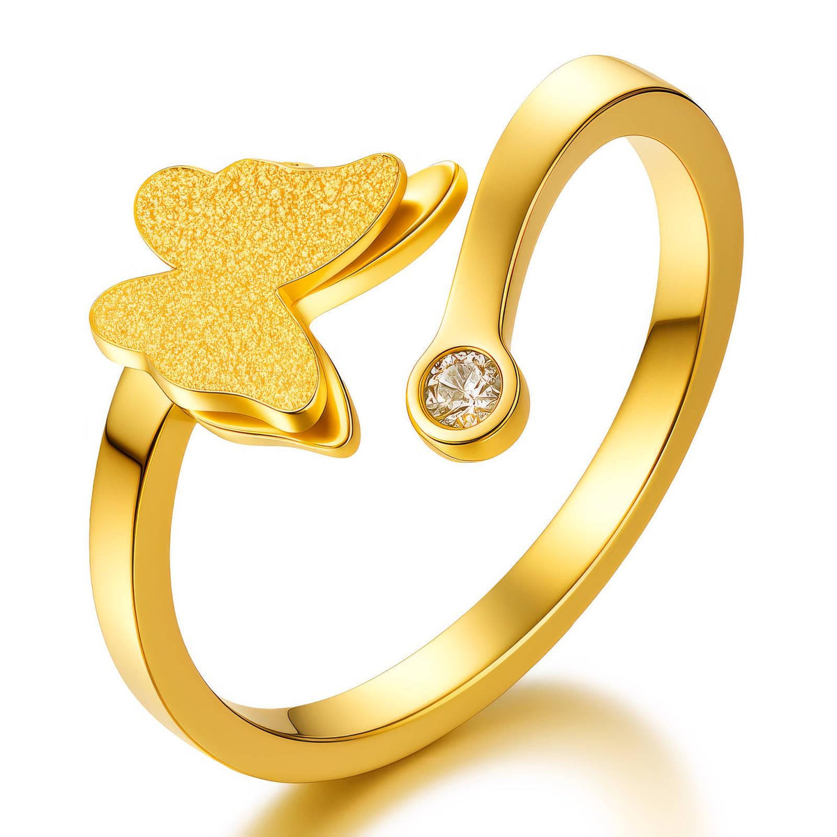Butterfly Ring waterproof antitarnish 18k gold plated on stainless steel