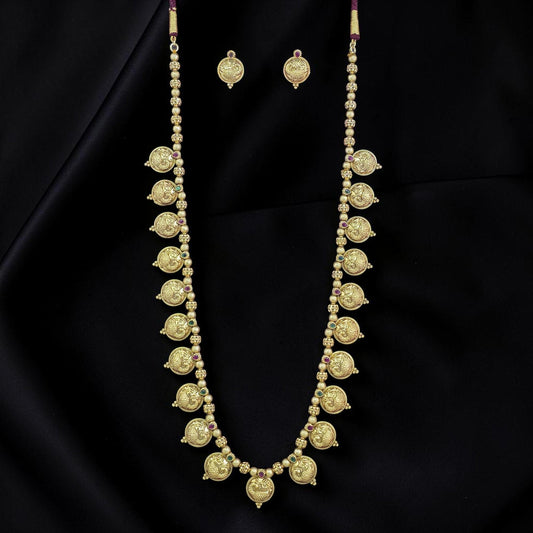 Maharashtrian-style long coin-style necklace set long