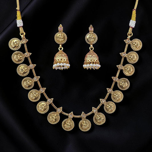 Maharashtrian-style laxmi coin short necklace set