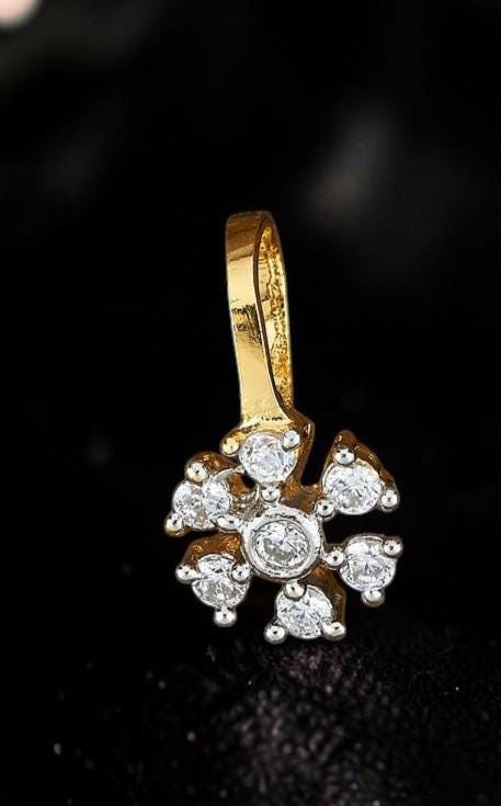 American Diamond Zirconia Nath Pressing Gold polished two-tone silver nose pin