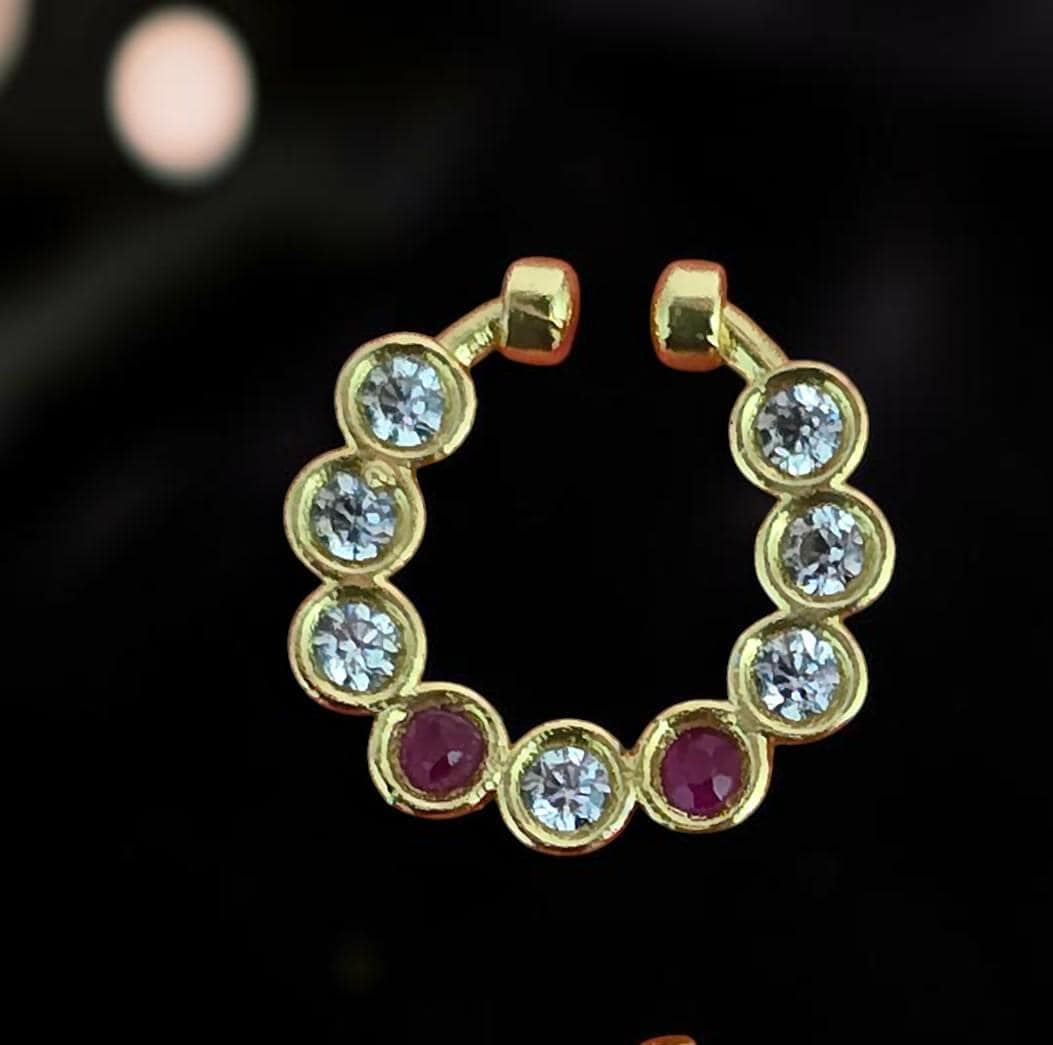 American Diamond Pressing Nose Ring with Gold Plating