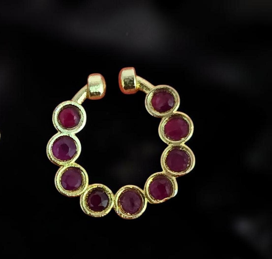 American Diamond Pressing Nose Ring with Gold Plating