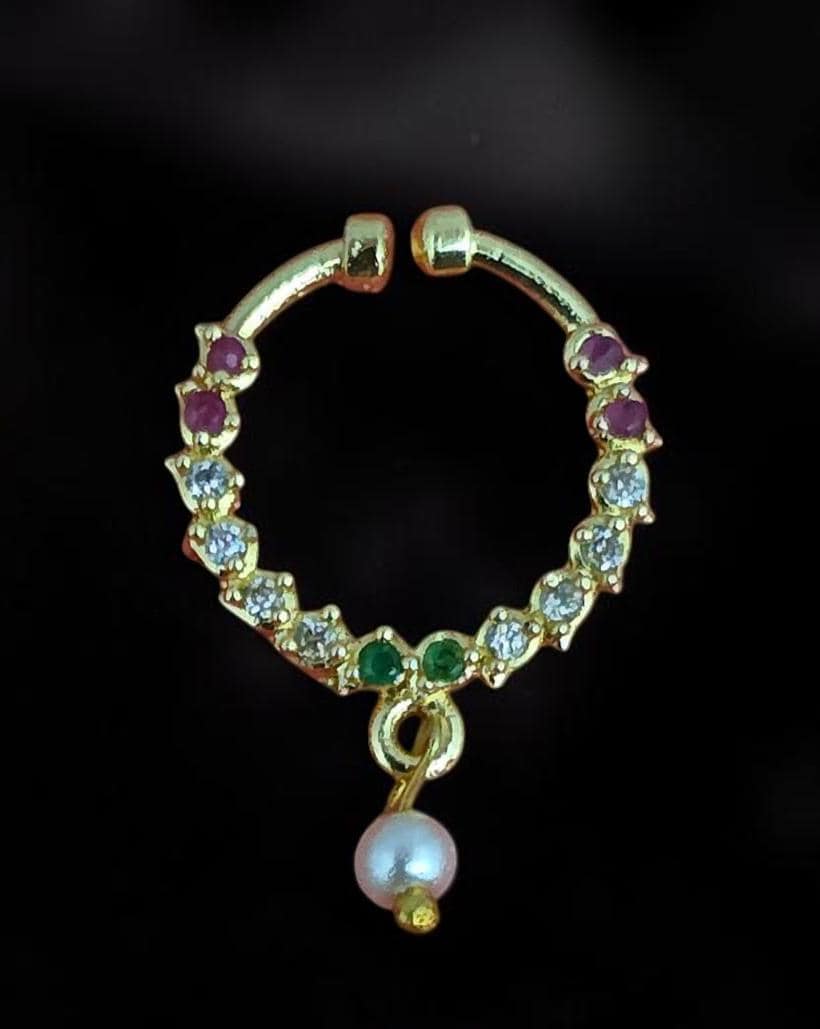 American Diamond Pressing Nose Ring with Gold Plating