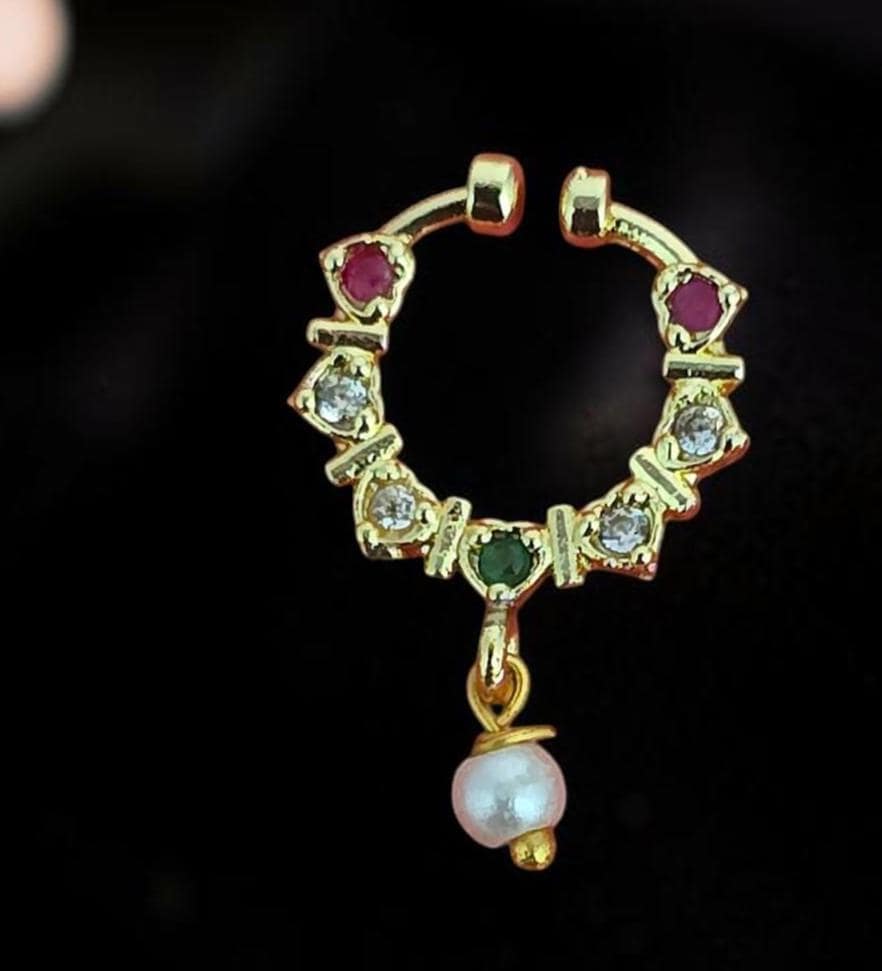 American Diamond Pressing Nose Ring with Gold Plating