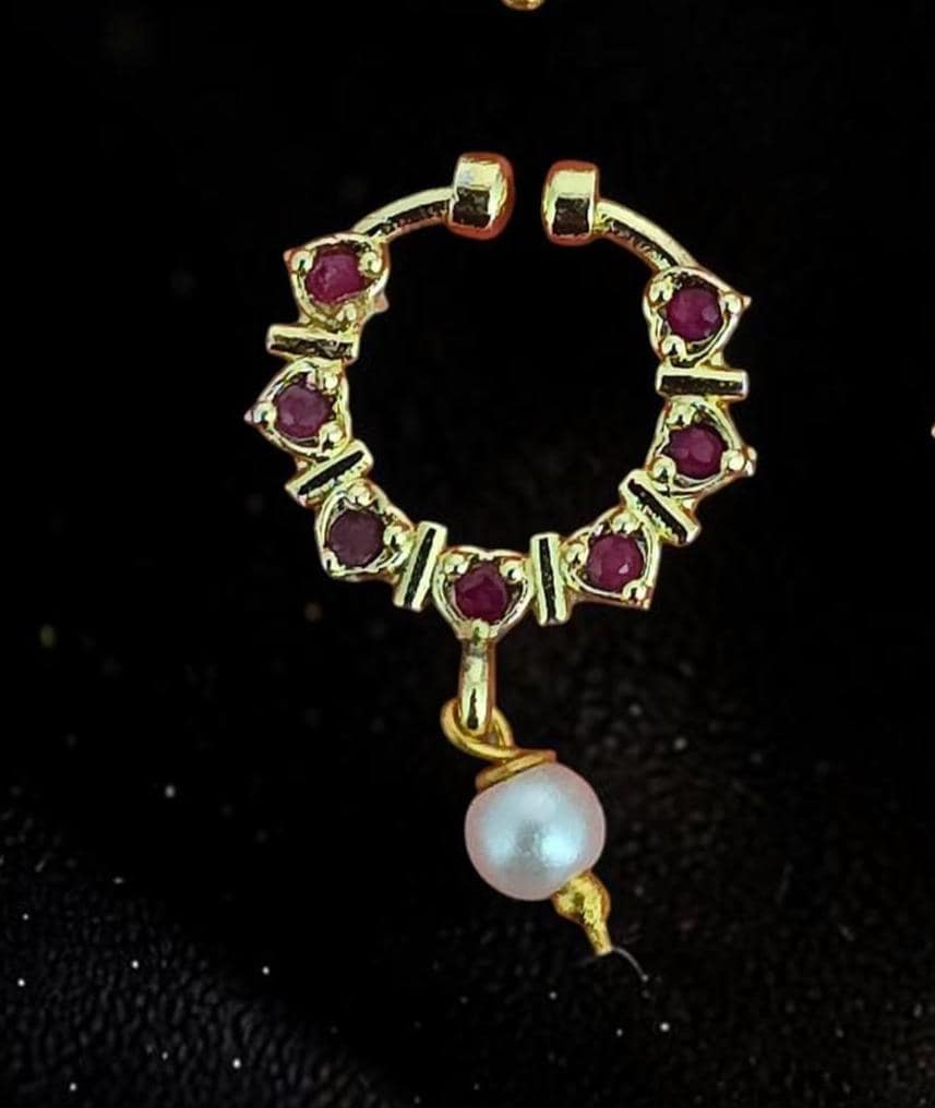 American Diamond Pressing Nose Ring with Gold Plating