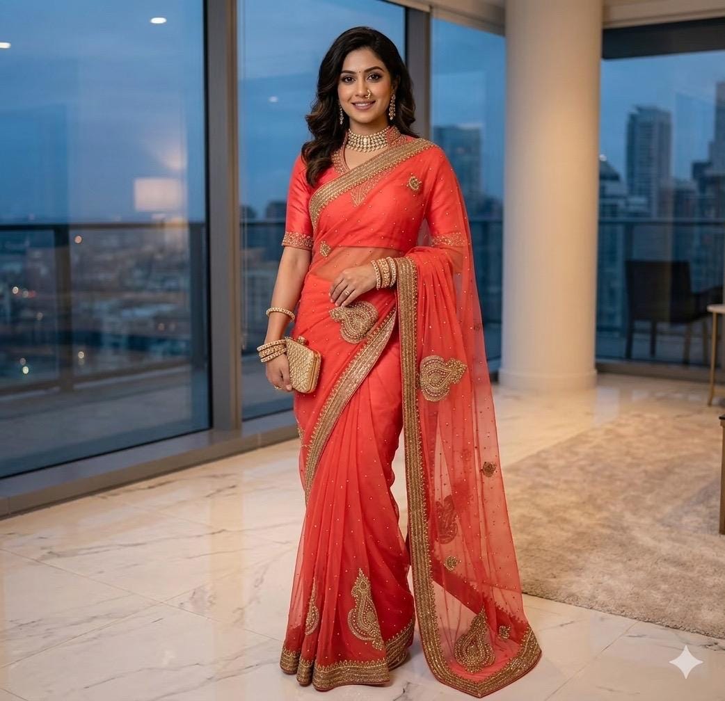 Georgette with heavy work and stonework Saree premium quality fall pico done with blouse piece