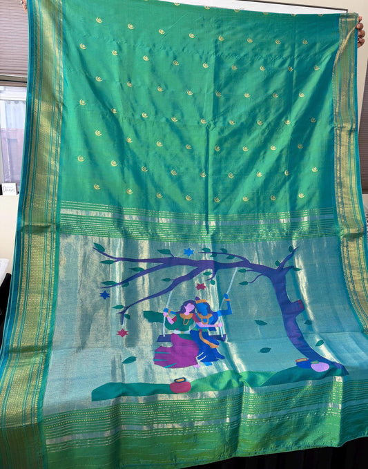 Handloom Pure silk Paithani Saree premium quality with traditional pallu