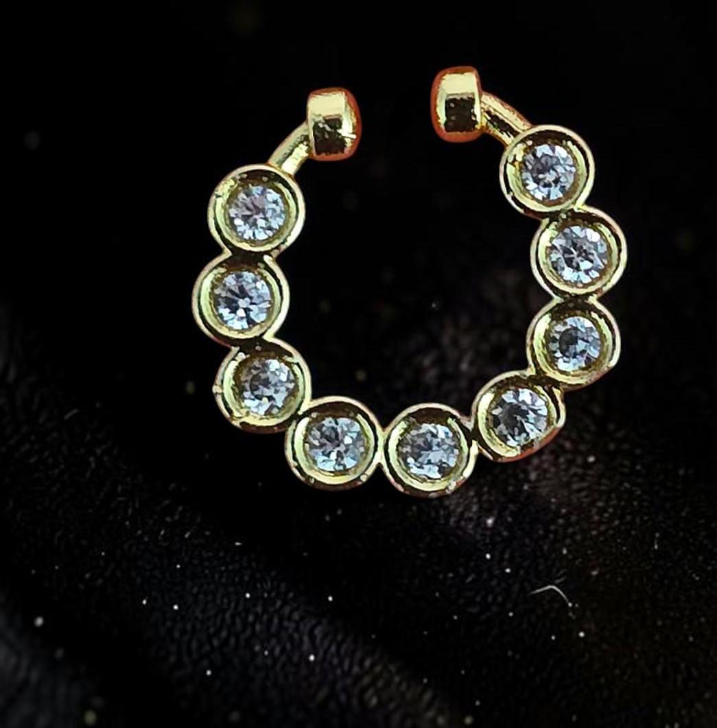 American Diamond Pressing Nose Ring with Gold Plating