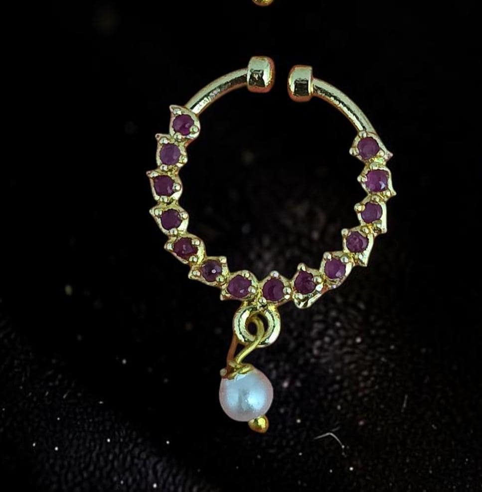 American Diamond Pressing Nose Ring with Gold Plating