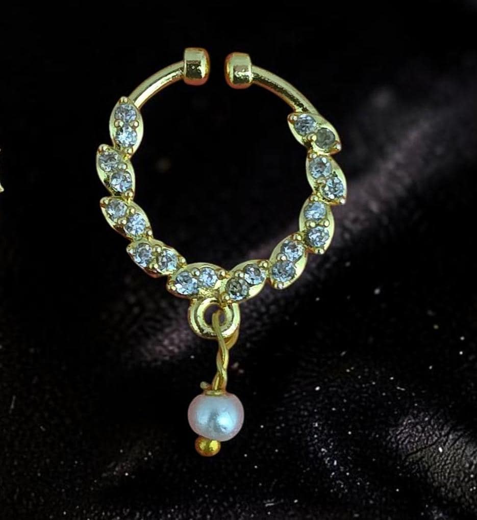 American Diamond Pressing Nose Ring with Gold Plating