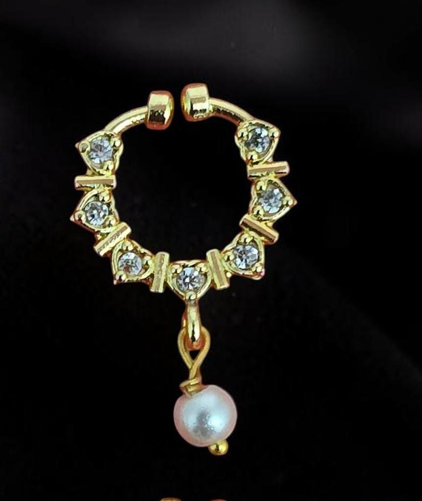 American Diamond Pressing Nose Ring with Gold Plating