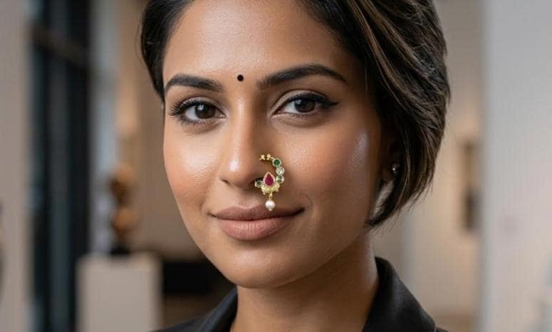 American Diamond Pressing Nose Ring with Gold Plating