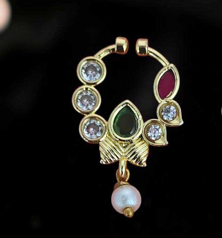 American Diamond Pressing Nose Ring with Gold Plating
