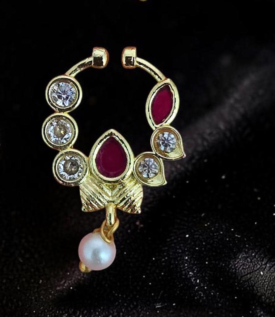 American Diamond Pressing Nose Ring with Gold Plating
