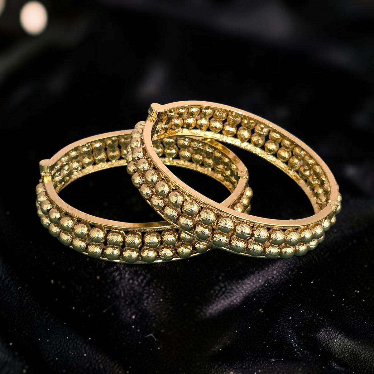 Handmade Antique Gold bangles set of 2 jondhani style Maharashtrian openable