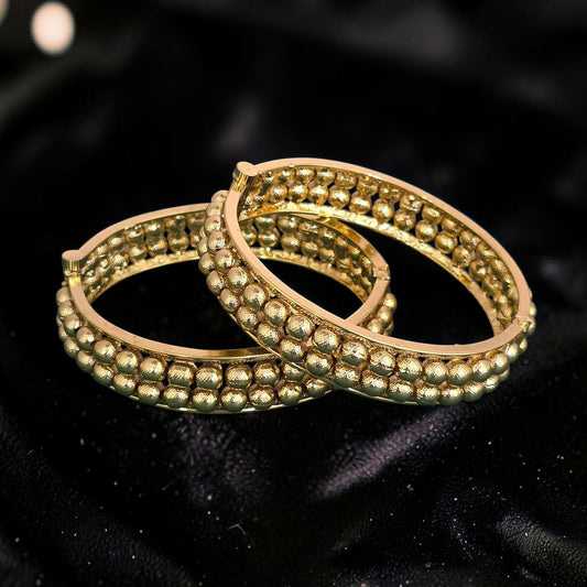 Handmade Antique Gold bangles set of 2 jondhani style Maharashtrian openable