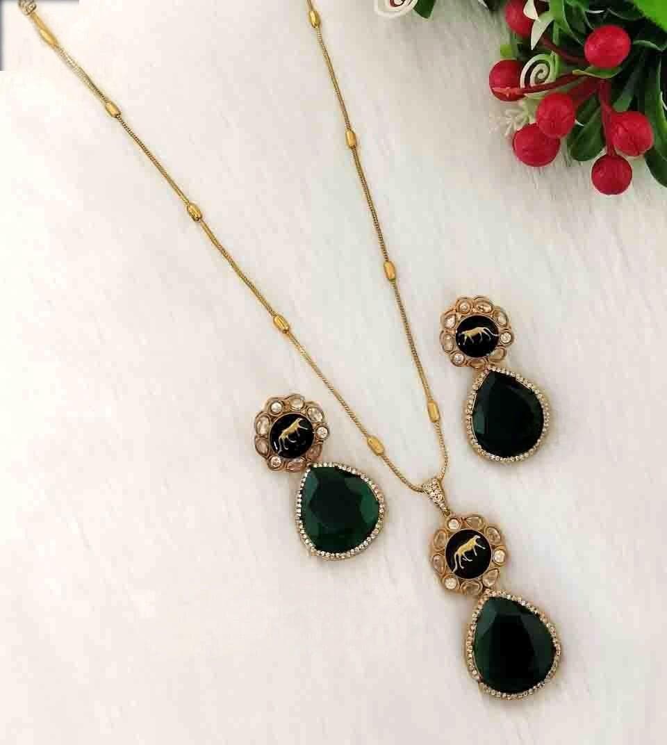 Sabyasachi pendant necklace set, adjustable gold polished