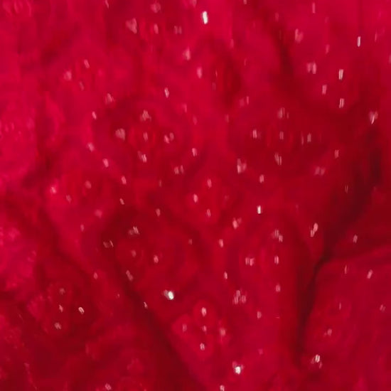 Red Designer Faux Georgette Chikankari Worked Saree
