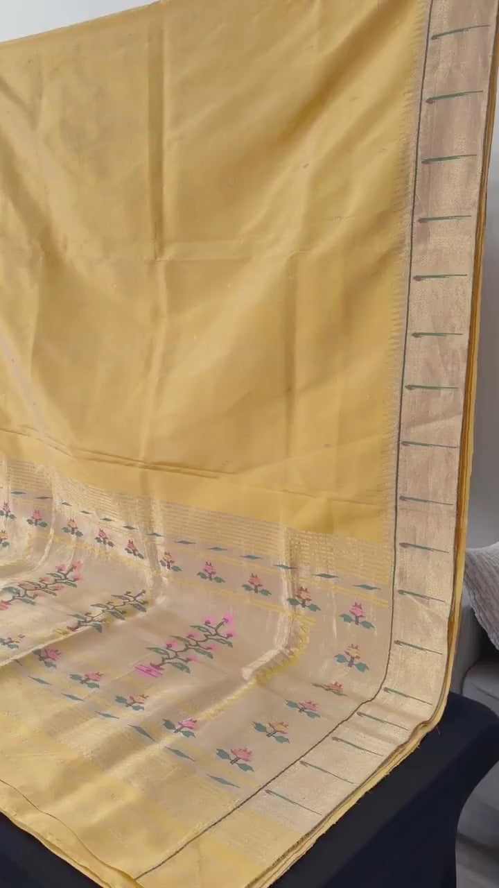 Handloom Pure silk Muniya border Paithani Saree premium quality with designer geometric pallu