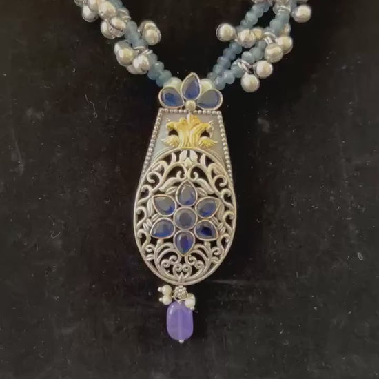 German silver necklace set with beads and ghungroo