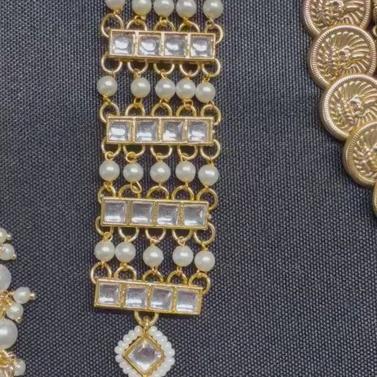 Hair Braid accessory made with kundan and pearls, With Gold Plating, light weight
