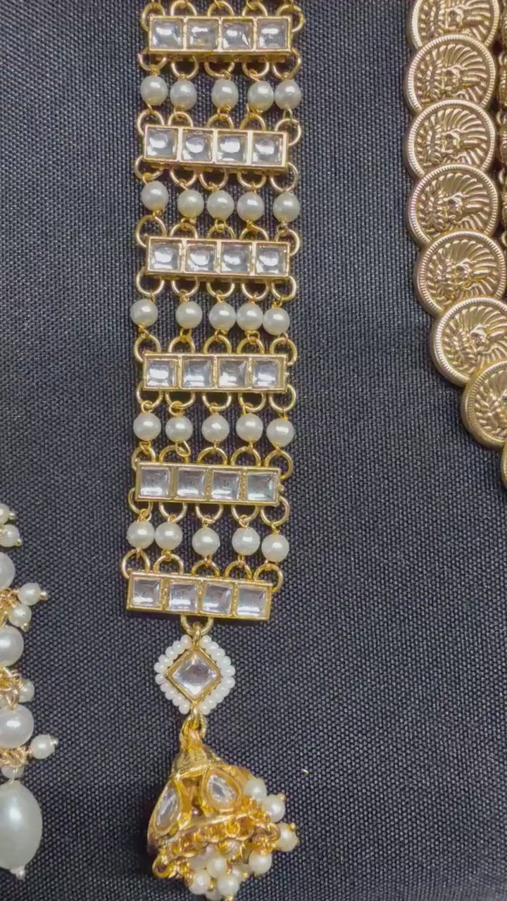 Hair Braid accessory made with kundan and pearls, With Gold Plating, light weight