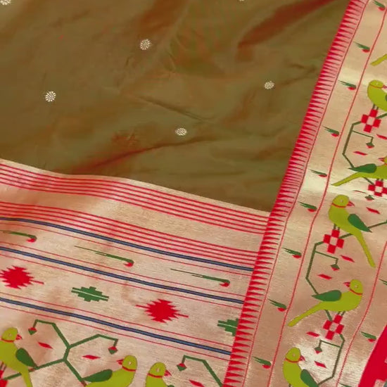 Semi Silk Paithani Saree premium quality fall pico done with blouse piece