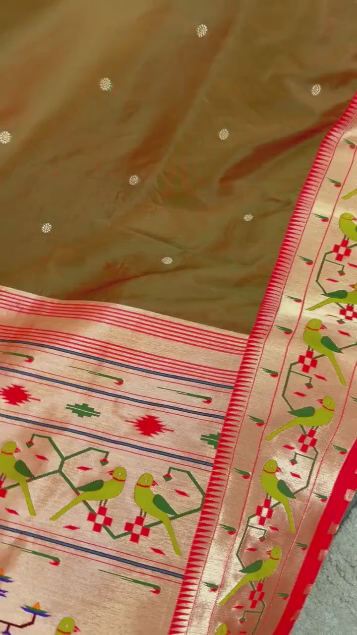 Semi Silk Paithani Saree premium quality fall pico done with blouse piece