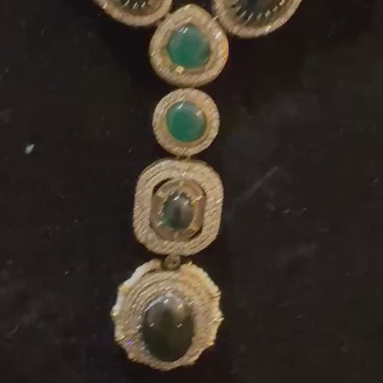 Ruby & Emerald Necklace Set: Sabyasachi Inspired Bollywood Jewelry