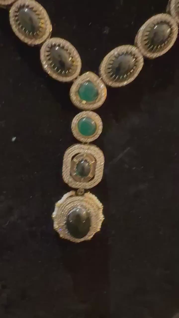 Ruby & Emerald Necklace Set: Sabyasachi Inspired Bollywood Jewelry