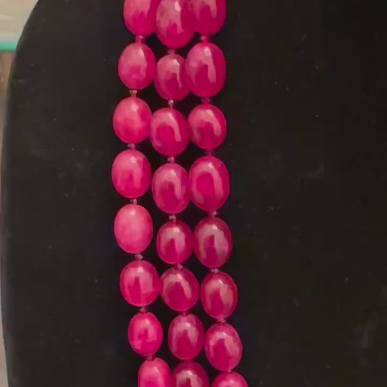 Beaded 3 Layered Necklace Set: Bollywood Style Gold Polished Jewelry