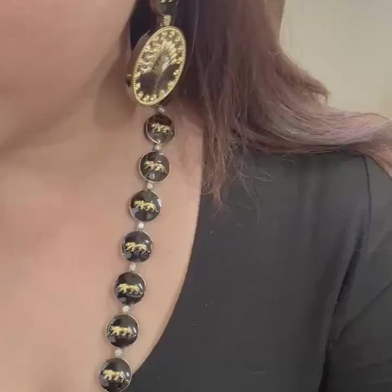 Premium long necklace set with enamel work Sabyasachi inspired design