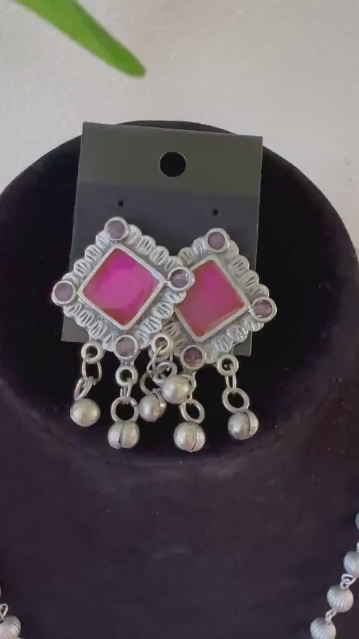 Oxidized necklace set silver german silver