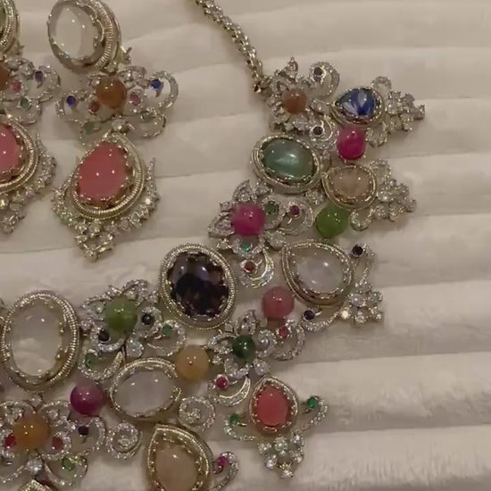 Precious stones handcrafted beauty made with 22k gold plated on brass and studded with American diamonds sabyasachi inspired
