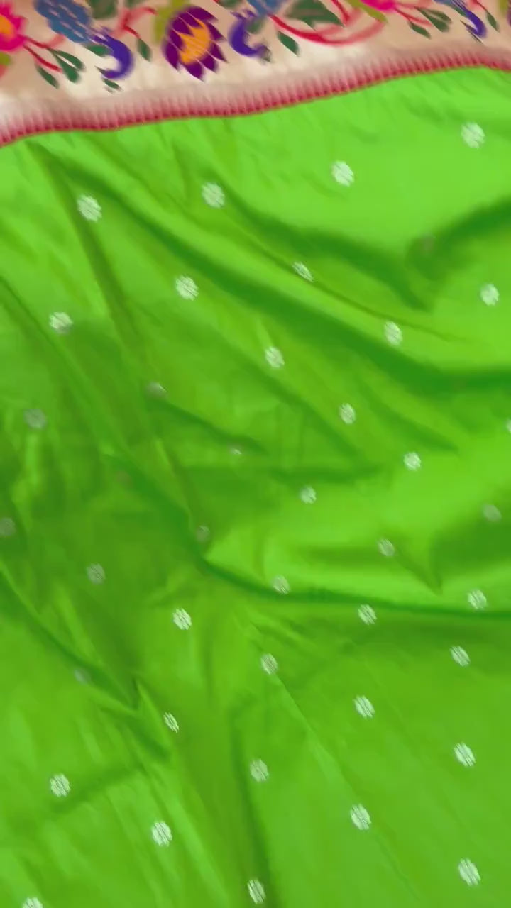 Semi Silk Paithani Saree premium quality fall pico done with blouse piece