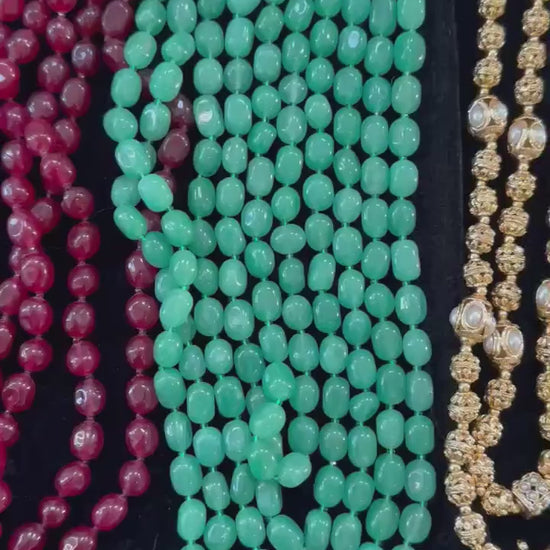Beaded 5 Layered Necklace Set: Bollywood Style Gold Polished Jewelry