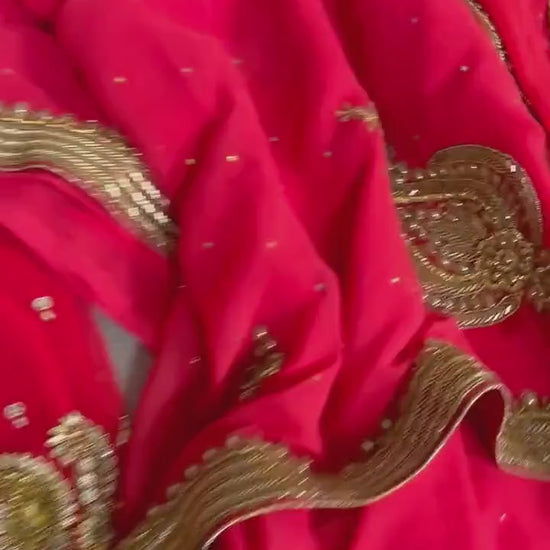 Georgette with heavy work and stonework Saree premium quality fall pico done with blouse piece
