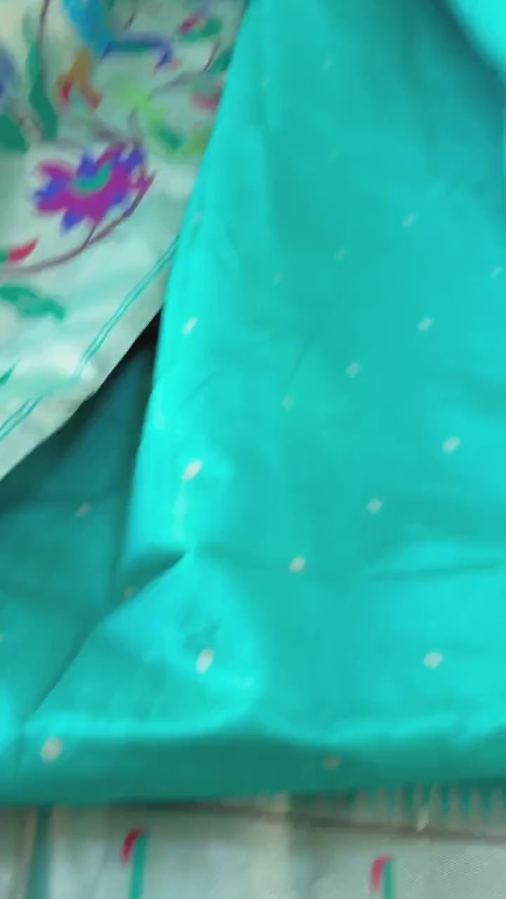Soft Khadi raw silk Paithani Saree with single muniya border semi silk
