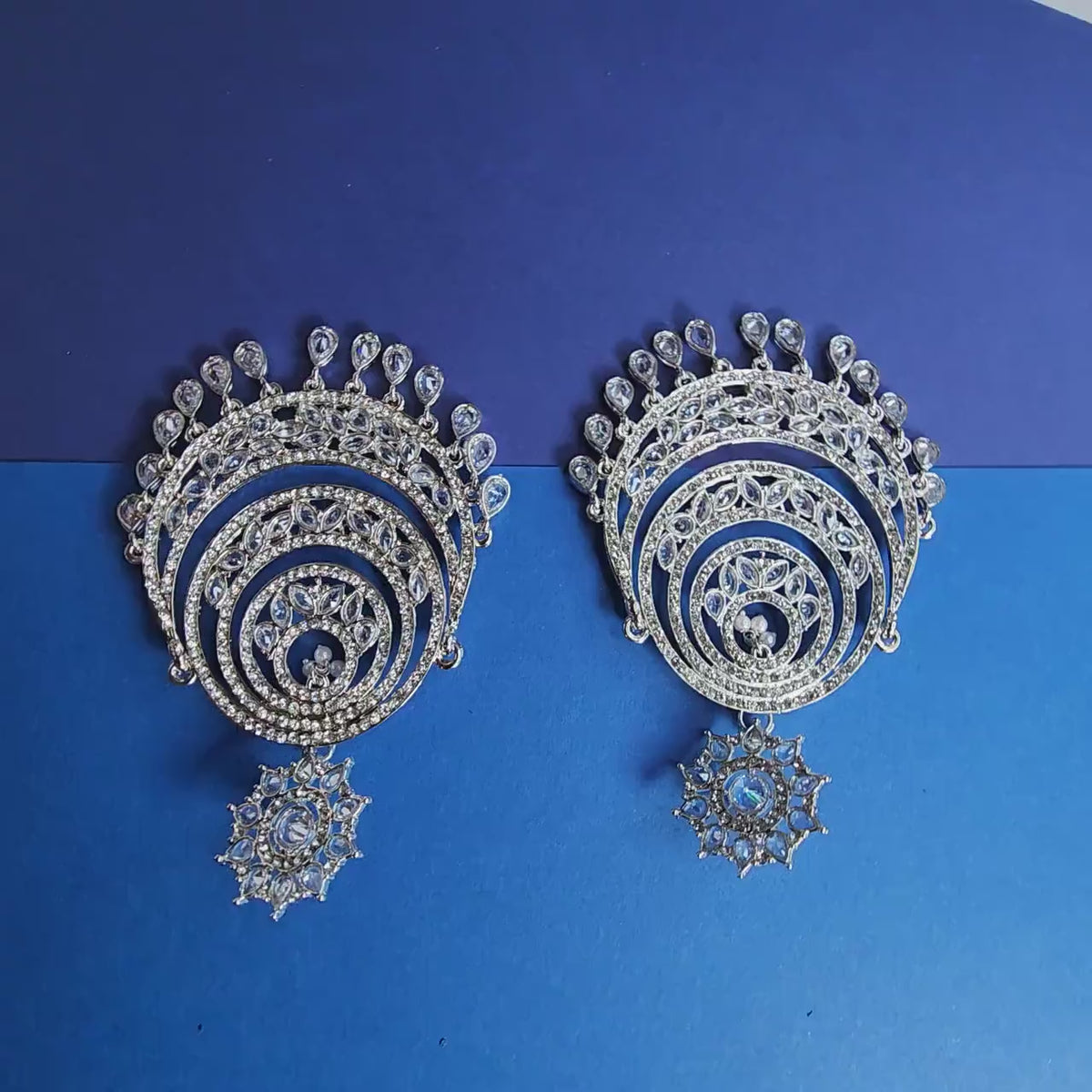 big silver earrings party wear light weight