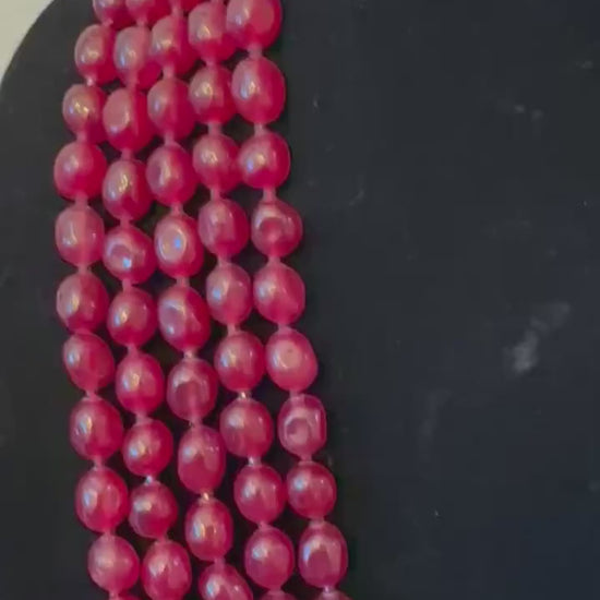 Beaded 5 Layered Necklace Set: Bollywood Style Gold Polished Jewelry