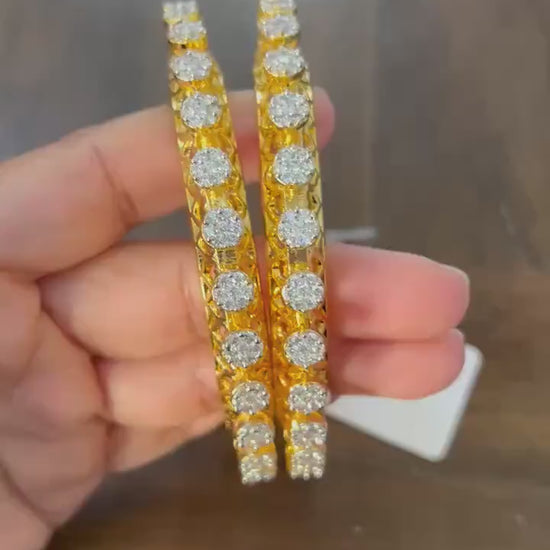 2.2/2.4/2.6/2.8 American diamond bangles set cubic zirconia gold