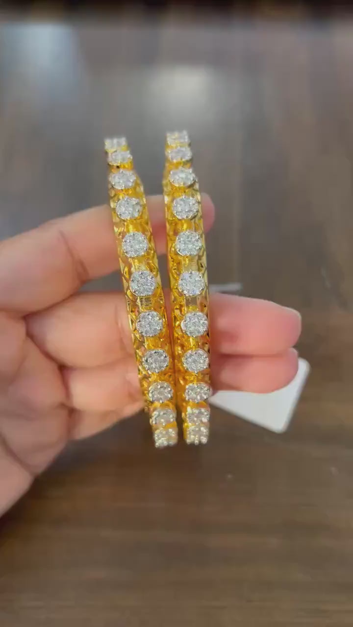 2.2/2.4/2.6/2.8 American diamond bangles set cubic zirconia gold