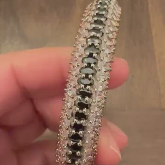 American diamonds kada bracelet silver polished