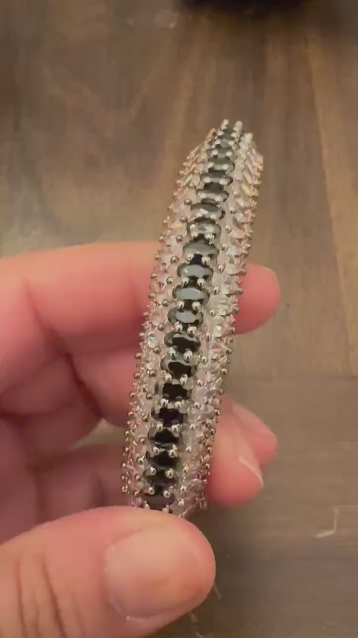 American diamonds kada bracelet silver polished