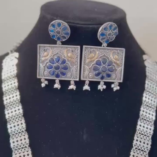 German silver necklace set with rhinestones