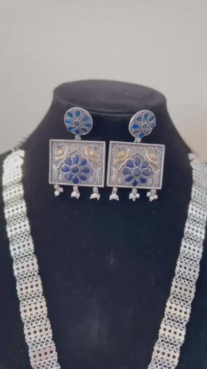 German silver necklace set with rhinestones