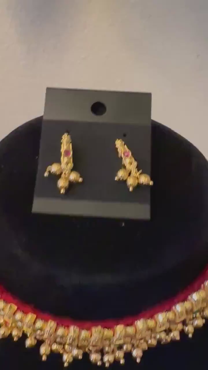 Maharashtrian gold choker ruby green choker