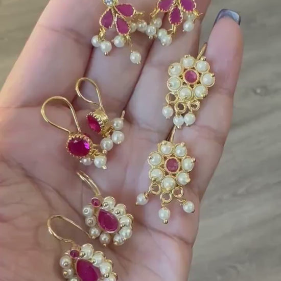 Maharashtrian Bugdi: Ruby Gold Plated Earrings